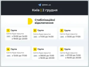 Як в Україні вимикатимуть світло: новий графік відключень на 2 грудня