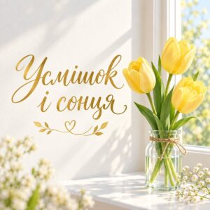 Хорошего дня и настроения: пожелания для сообщения - открытка «Усмішок і сонця»